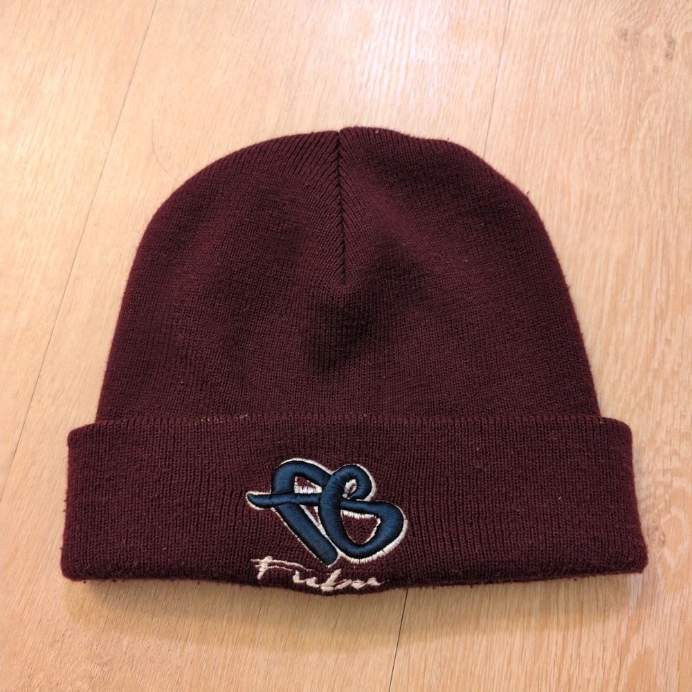 Vintage 90's Fubu Hip-Hop Style Beanie Hat Y2K Spellout Logo Maroon
